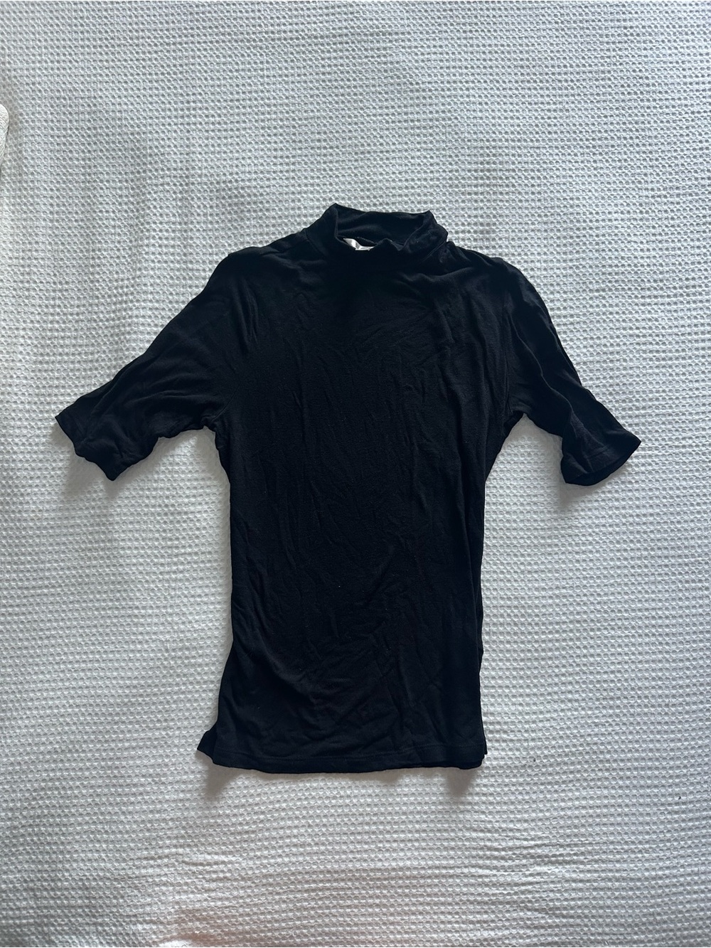 Banana Republic Black Short-Sleeve Mock Neck Shirt